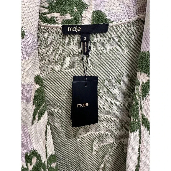 Maje Womens Cardiagan Size Small Imprime Aloha Belted Cardigan Jacket $595 - Picture 4 of 11